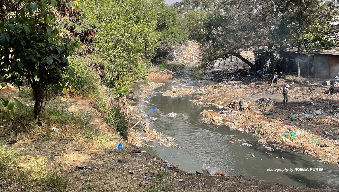 Plastic pollution on Nairobi River