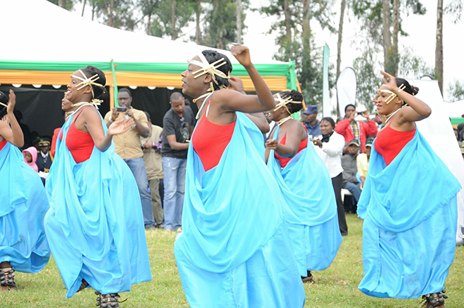 Female dancers at the 2013 Kwita Izina Mountaing Gorilla naming ceremony. Photo by: Anna Behm-Masozera