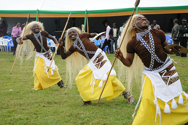 Traditional dancers perform at the 2013 Kwita Izina Mountaing Gorilla Naming Ceremony in Rwanda. Photo by: Anna Behm-Masozera