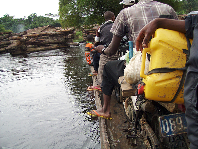A dangerous motorbike ride across a rive to reach AWF&#039;s Congo Landscape