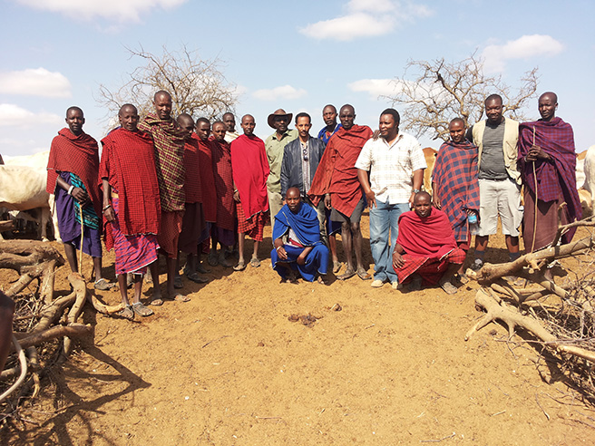 Yohannes Teshome Seifu at Manyara Ranch with livestock herders