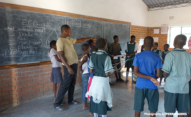 Mr. Mutale teaching the eco-club