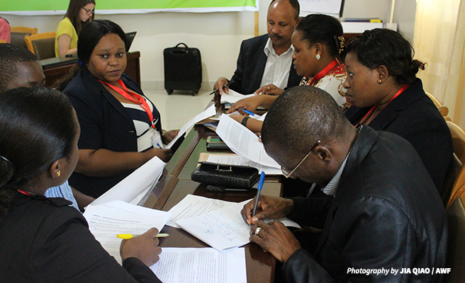 Participants at an AWF-led wildlife law enforcement workshop