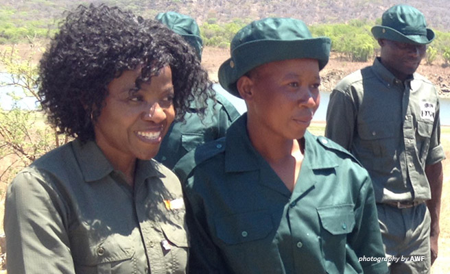 Image Olivia Mufute, AWF's Country Manager of Zimbabwe, and her best student.