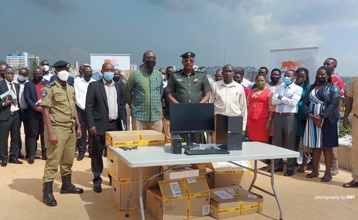 Photo of cybercrime investigations equipment handover to UWA in Kampala