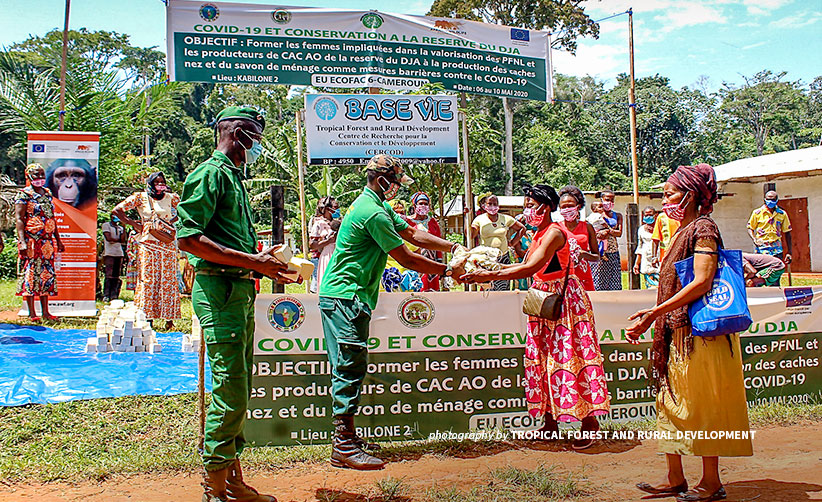 Face mask and soap distribution in Dja