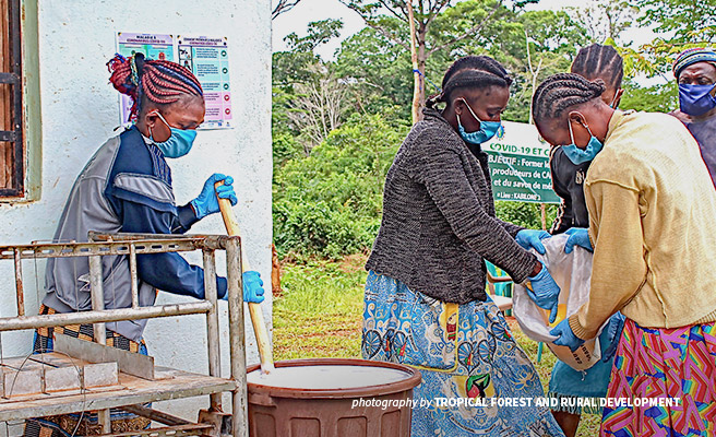 Dja women group making soap