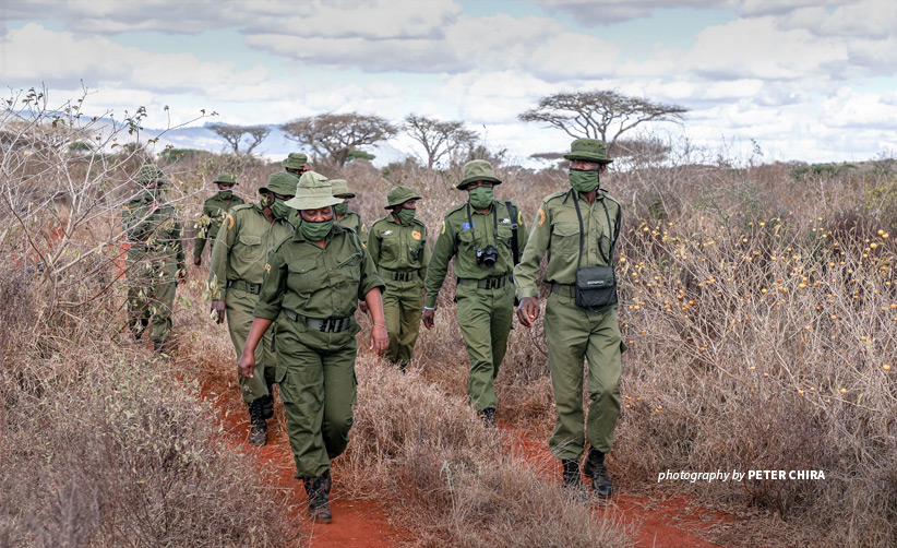 Photo of LUMO Conservancy community wildlife scouts on patrol