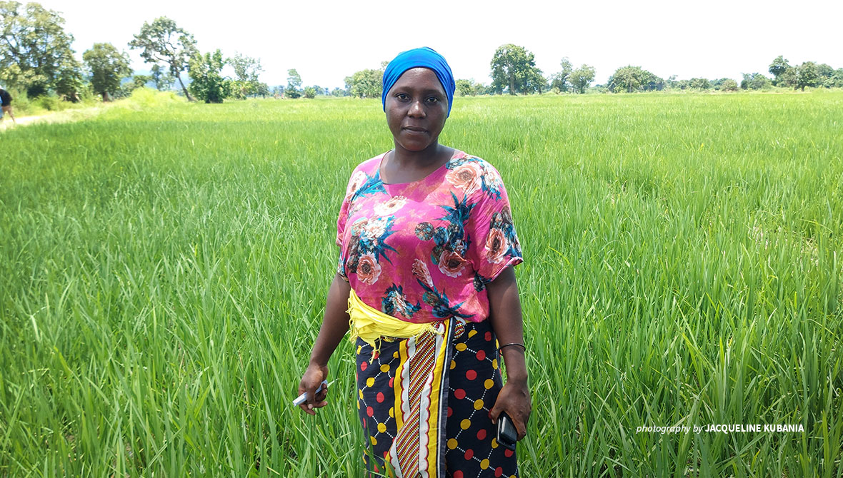 Photo of sustainable rice farmer in Kilombero 