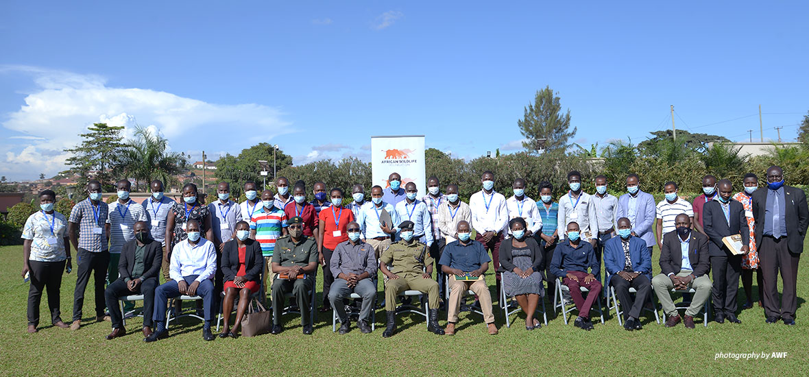 Photo of Ugandan Wildlife Authority and AWF participants at wildlfe cybercrime training in Uganda