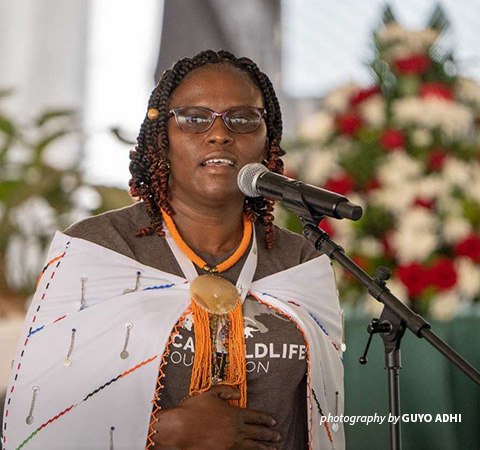 Photo of AWF Country Director, Kenya speaking at Tembo Naming Festival