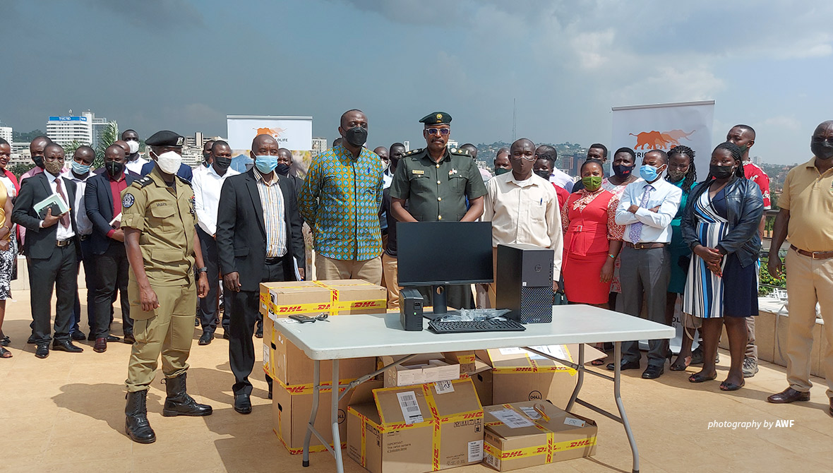 Photo of cybercrime investigations equipment handover to UWA in Kampala