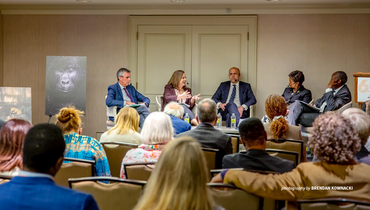 AWF CEO Kaddu Sebunya at environmental policy panel in Washington DC