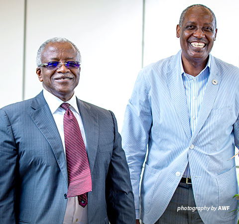 AWF CEO Kaddu Sebunya and former Uganda Prime Minister