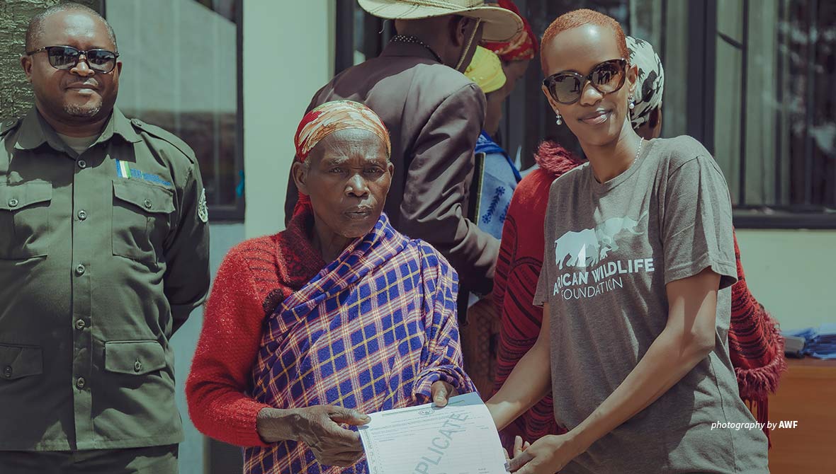 AWF Rwanda Country Director Belise Kariza with community member