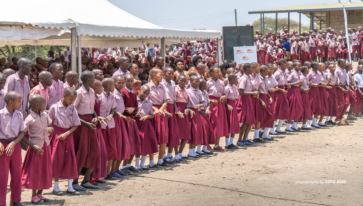 Manyara Ranch Primary School students at handover ceremony