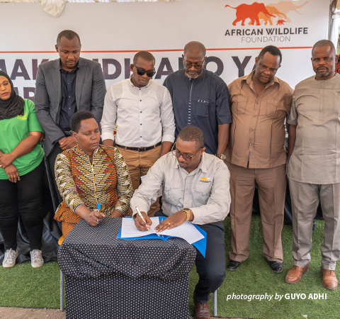 AWF and Monduli District officials at MRPS handover ceremony