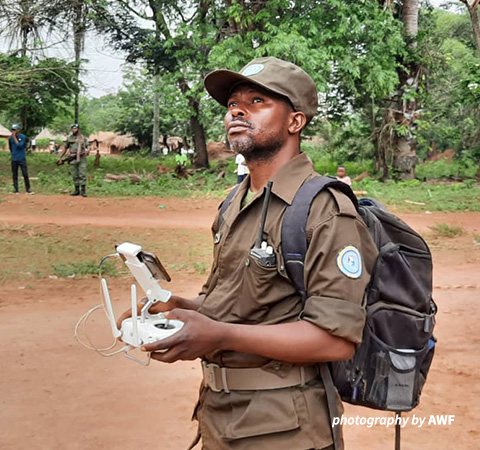 Ranger using a drone.