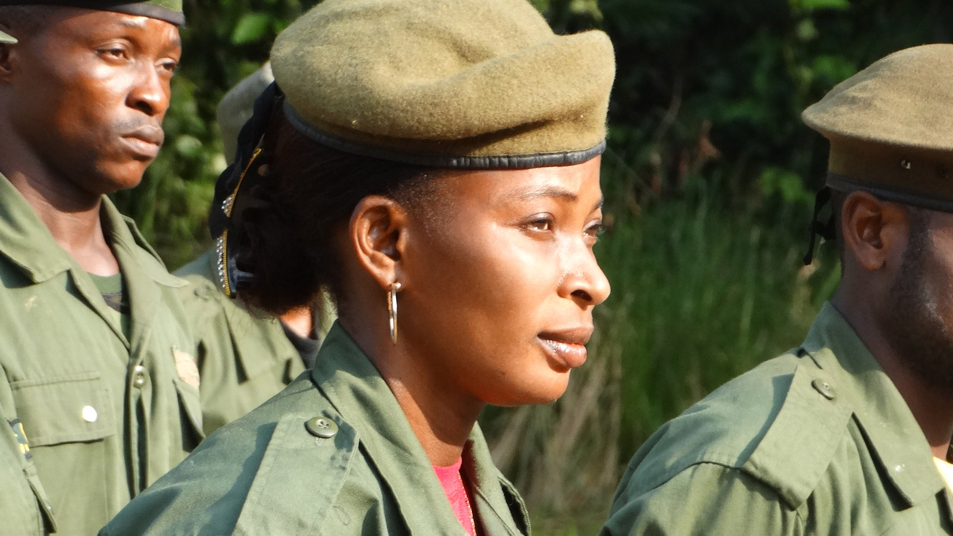 Emancie Ekofo Bafalanga during the park ranger patrol briefing