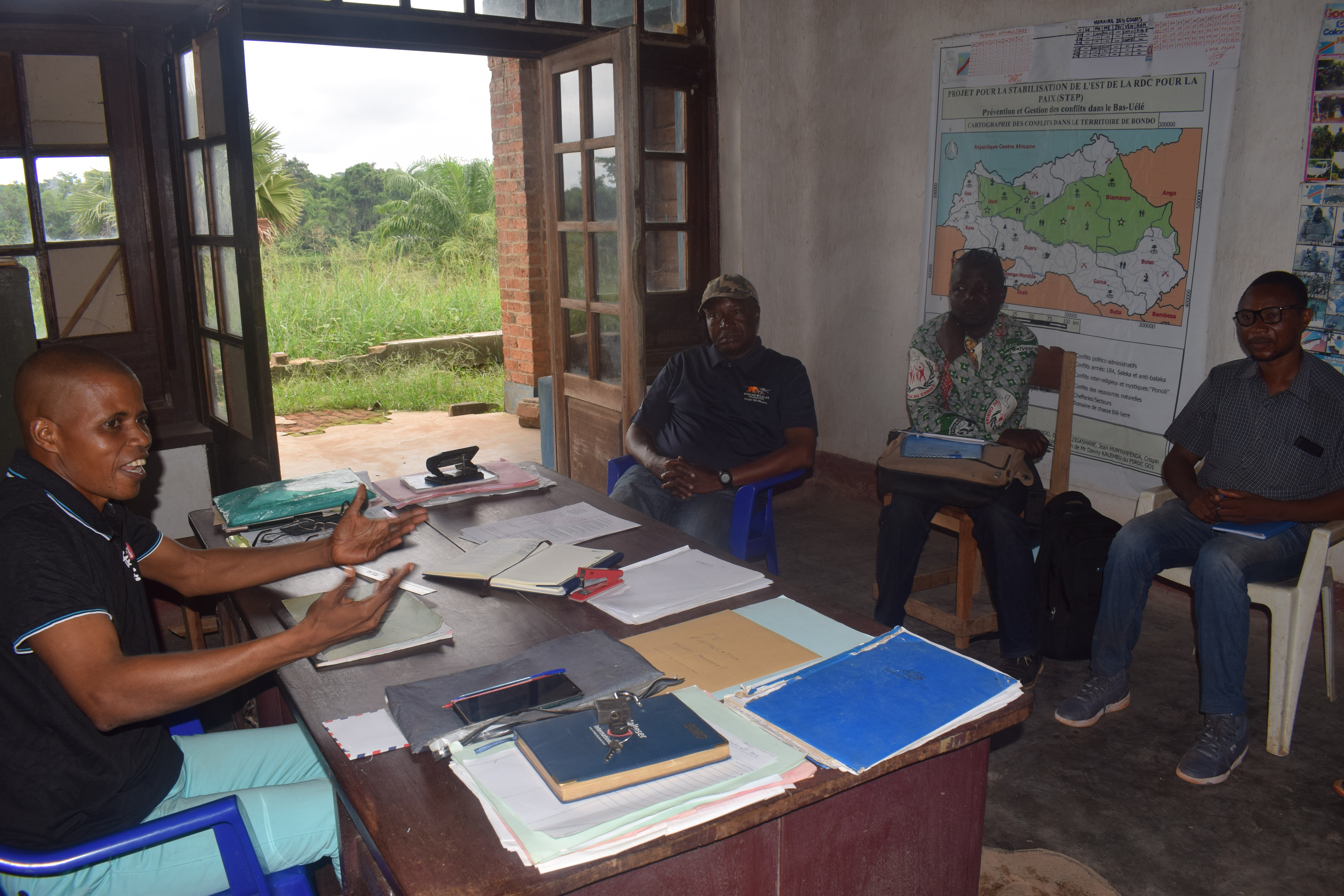 Raising awareness among community leaders in Bondo territory about the impact of artisanal mining on the ecosystem.