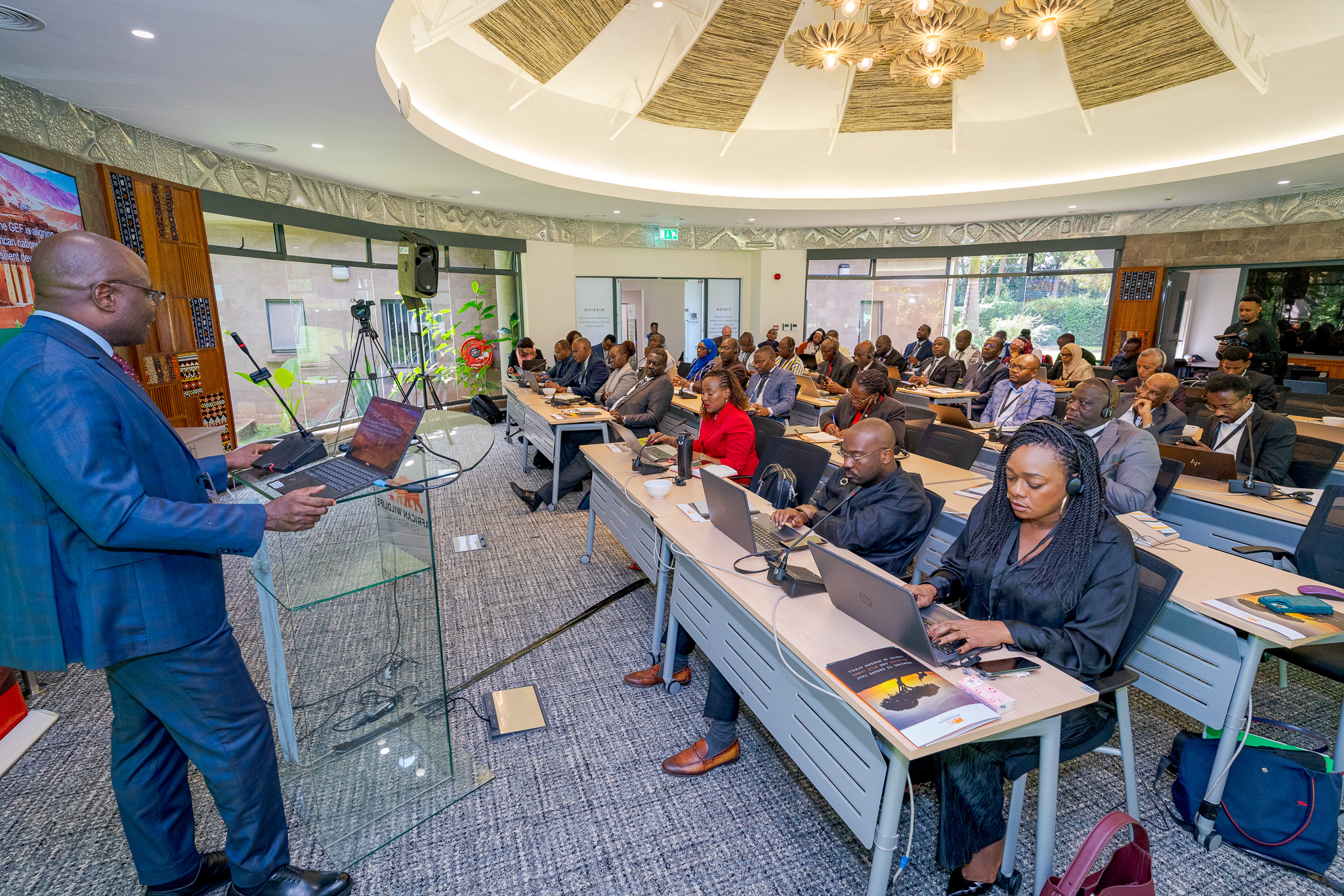 GEF Africa Regional Director, Jonky Tenou leads a session during the GEF Operational Focal Points (OFP's) at the African Wildlife Foundation Headquarters in Nairobi, Kenya