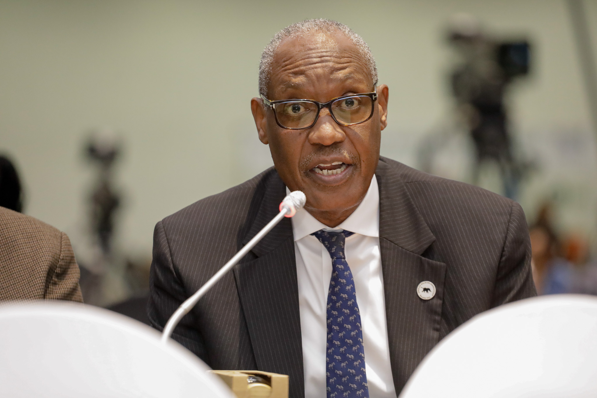 AWF CEO, Kaddu Sebunya presents the AWF statement at the inaugural Africa Business Summit