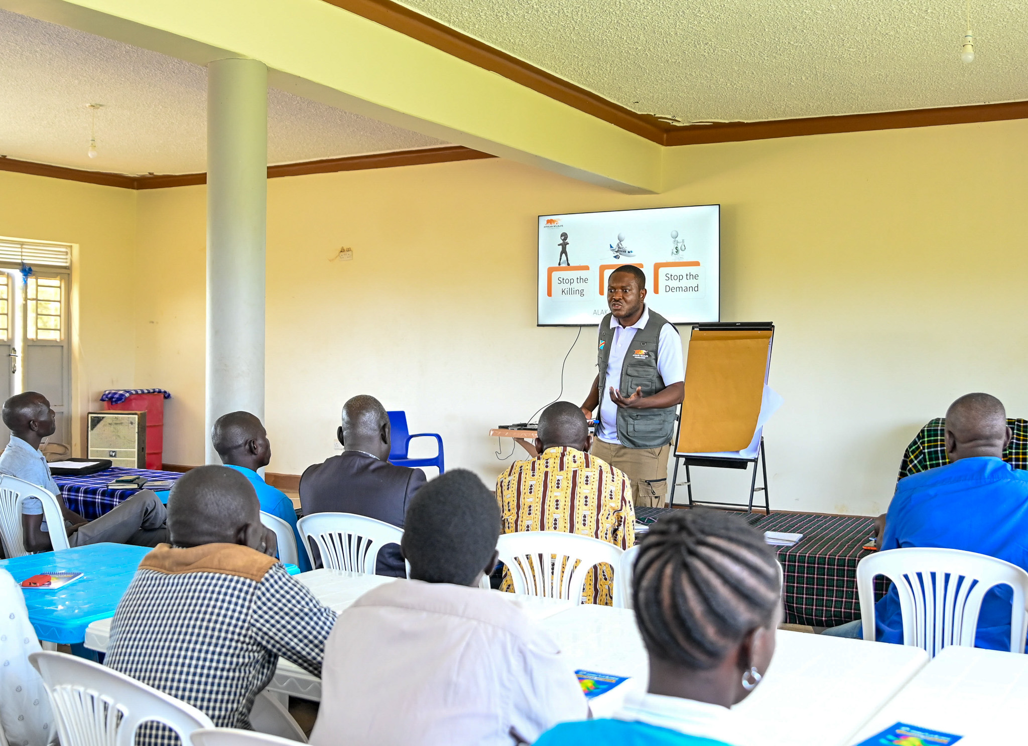 A two-day rights-based approach training for 130 participants in the Kidepo Landscape, covering Karenga and Kitgum districts, under the Regenerative Cotton Farming Project, led by Dodo Moke, Environmental Social Safeguards and Conflict Sensitivity Manager.