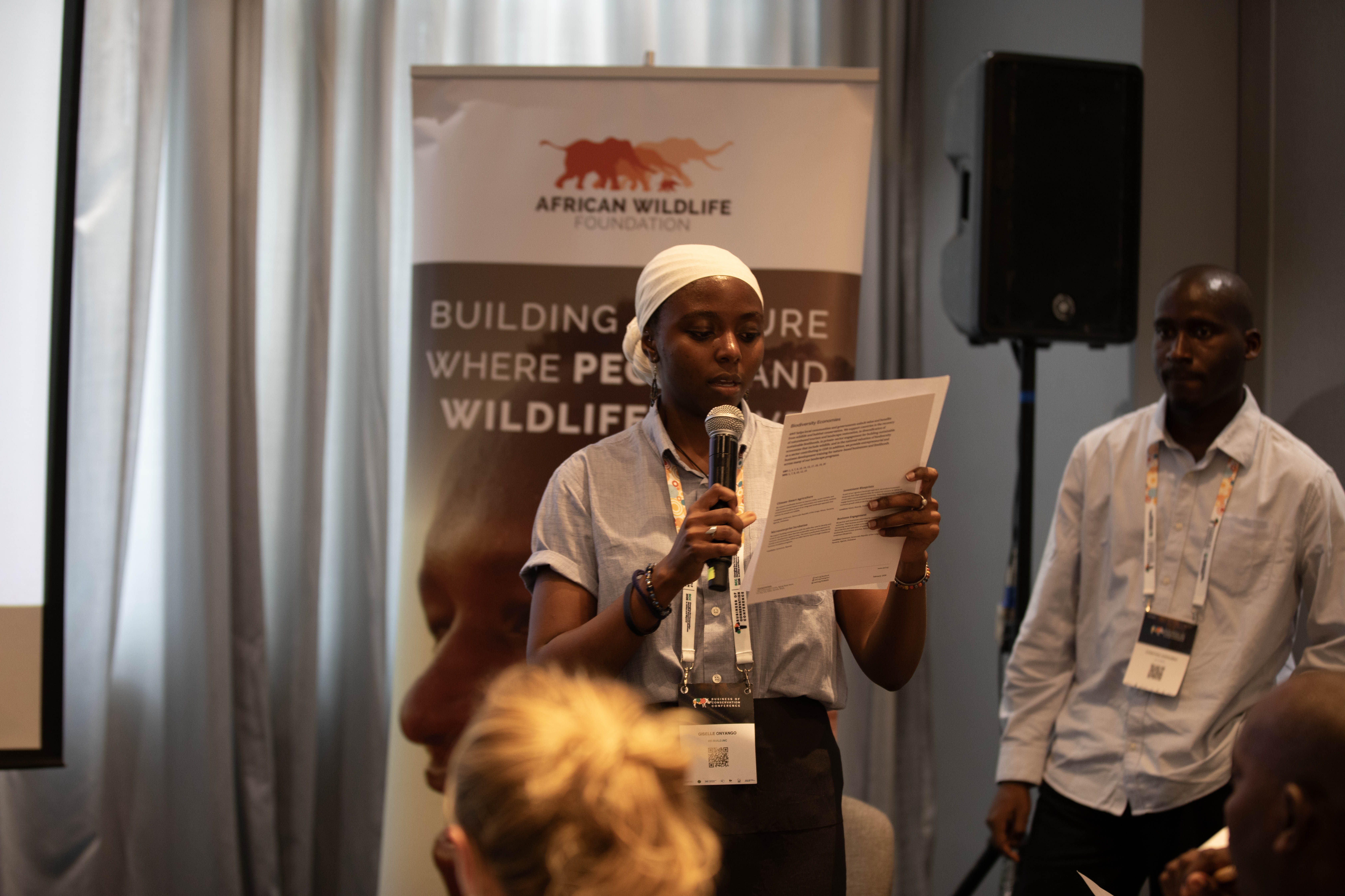 Giselle Onyango, ALU alumna, engaging at the Parallel Session: AWF & ALU SOWC - Decision and investment support toolkit for assessing and developing wildlife economies.