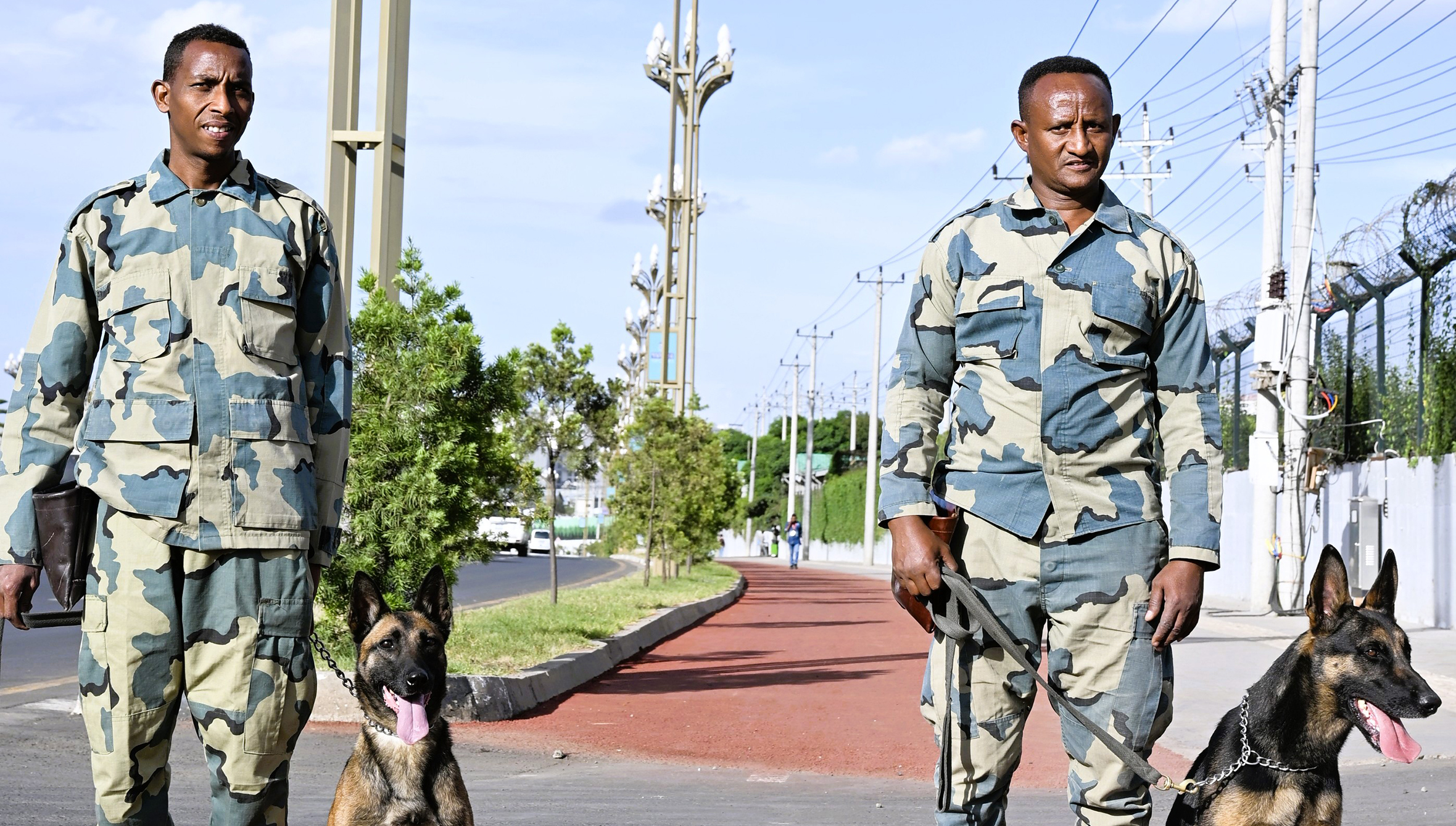 A counter wildlife trafficking canine team in Ethiopia.