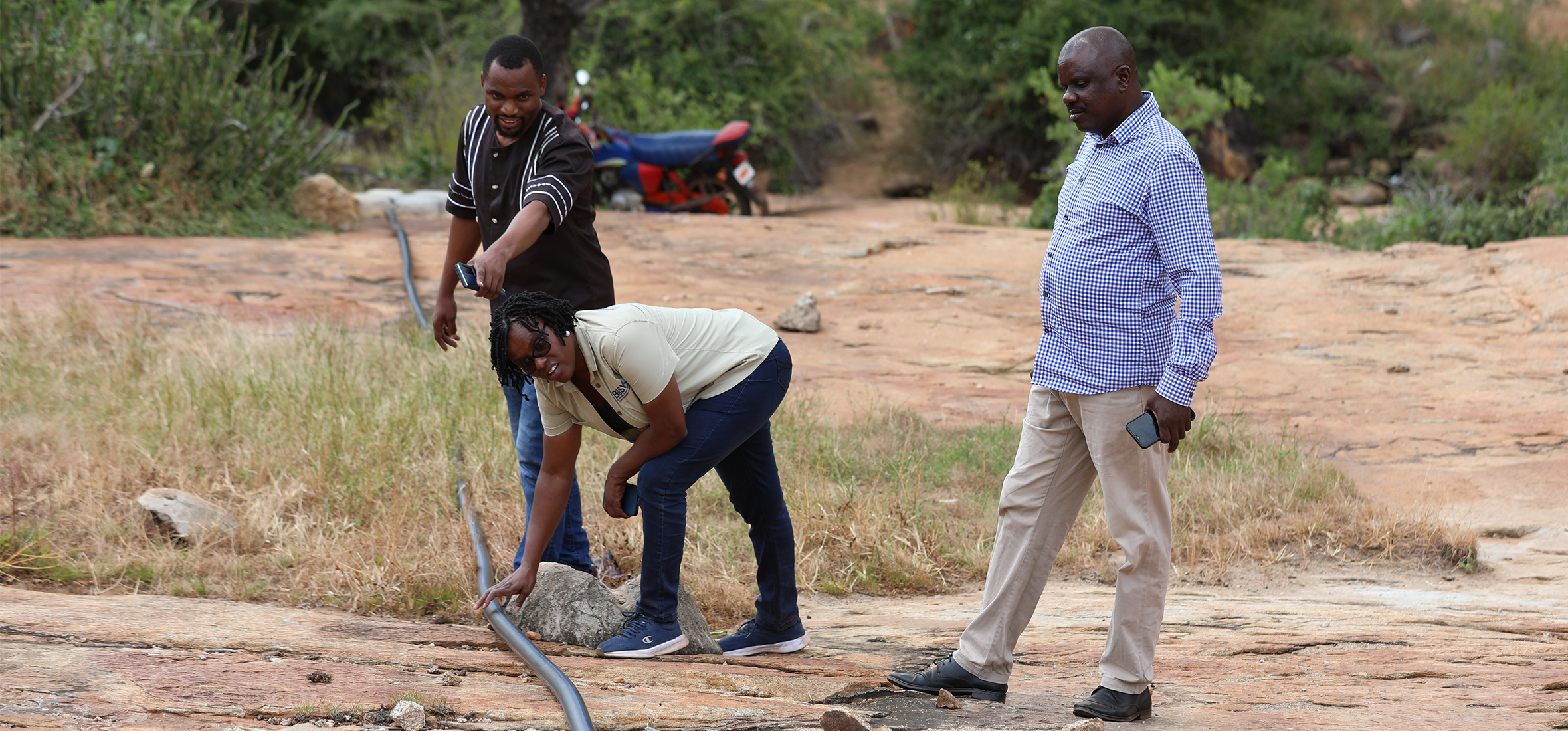 AWF staff and Kenyan government officials inspect project infrastructure.