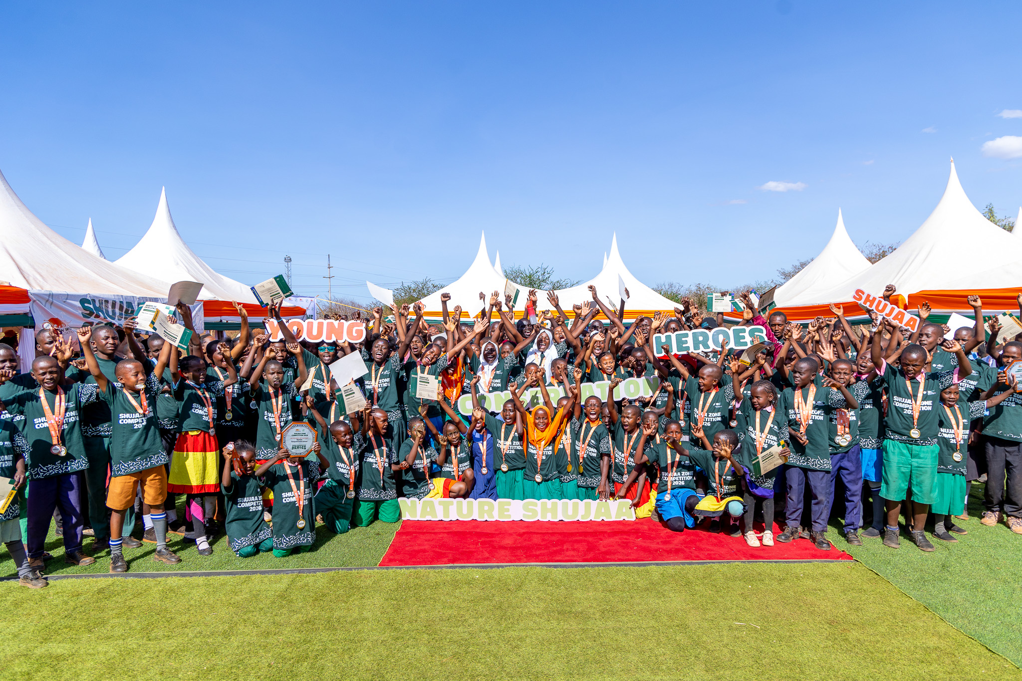 A Group Photo of the winners who participated in the second edition of the Shujaa Zone Competition