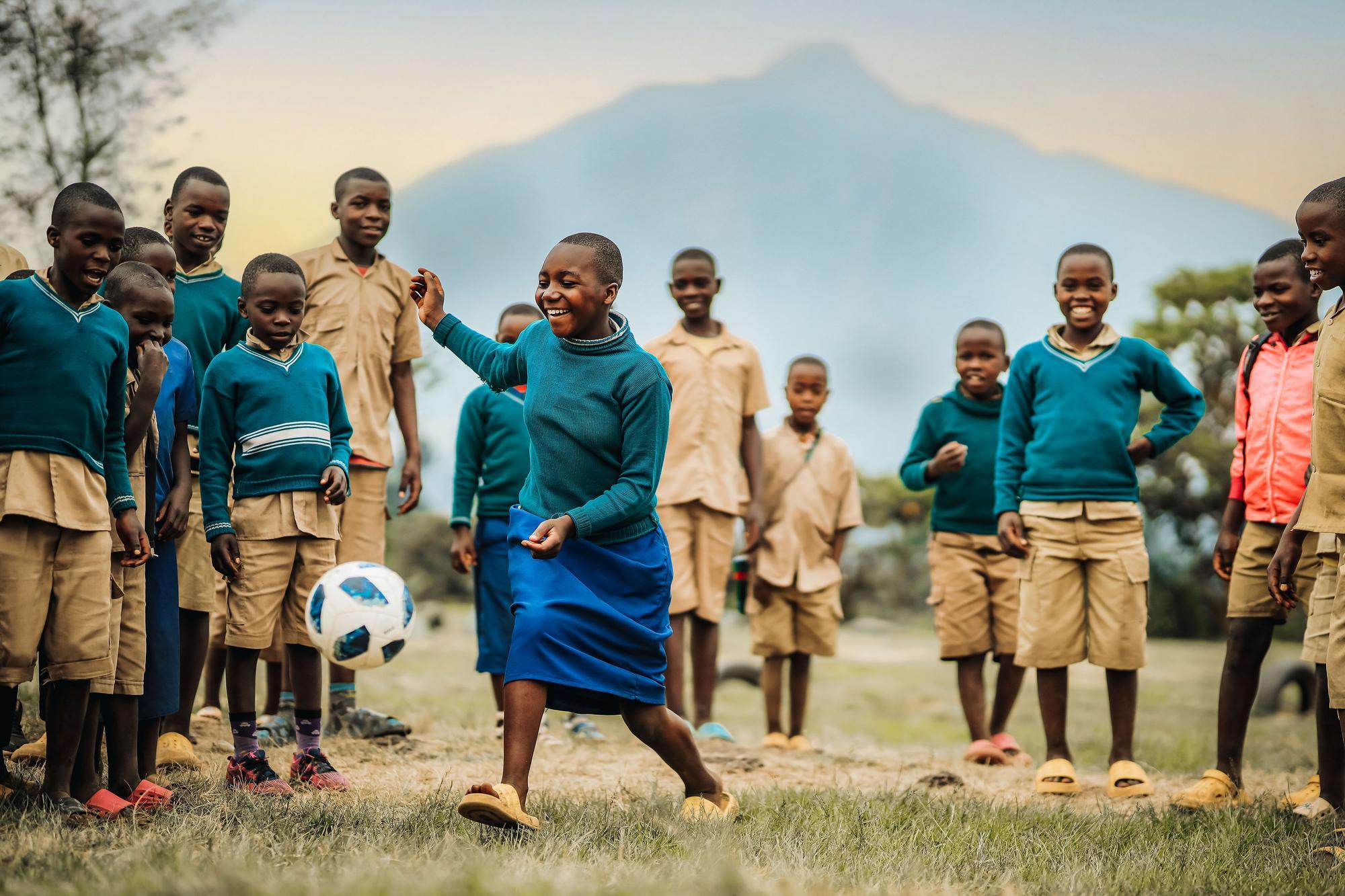 Children in the Virungas landscape, Rwanda.