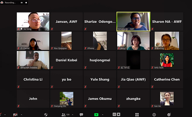 Screenshot of China-Africa Youth Dialogue webinar in January 2021