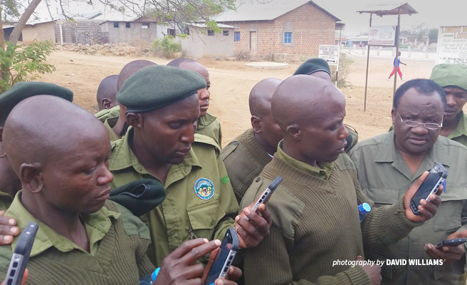 Photo of Tanzania wildlife rangers during CyberTracker/SMART training