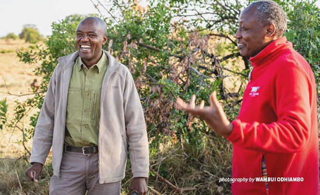 Serengeti tourist guide and naturalist Freddy Mushi with AWF CEO Kaddu Sebunya