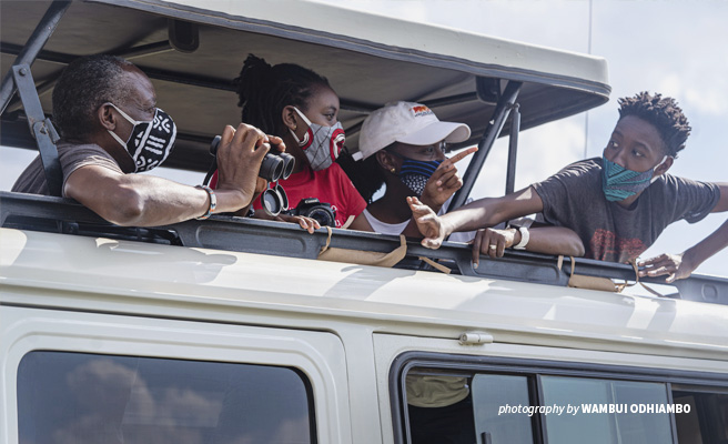 AWF CEO Kaddu Sebunya and family on safari during COVID-19 pandemic