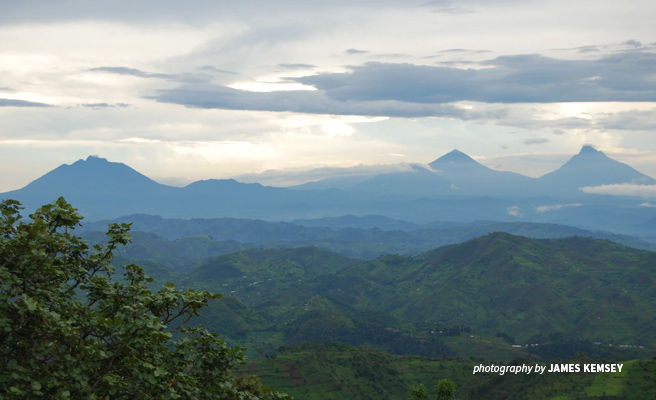 Photo of Virunga Mountains as seen from Clouds Mountain Gorilla Lodge