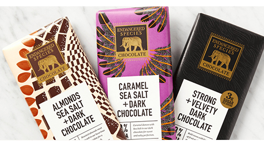 Photo of three Endangered Species Chocolate bars which support African Wildlife Foundation