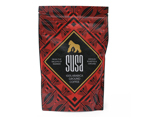 Photo of a red bag of SUSA coffee