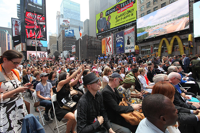 A Substantial Crowd Gathers in Times Square in Support of the Ivory Crush