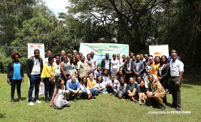 Photot of Global Youth Biodiversity Network Workshop participants at AWF headquarters