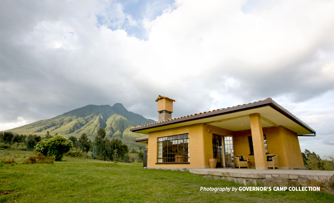 Photo of building and mountain views at Sabyinyo Silverback Lodge in Rwanda Photo of building and mountain views at Sabyinyo Silverback Lodge in Rwanda