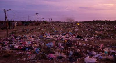 Plastic litters a landscapes.