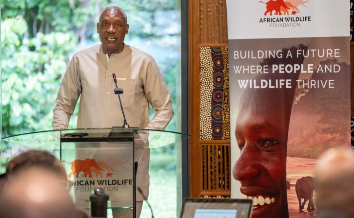 AWF CEO,Kaddu Sebunya shares his remarks during the GEF OFP Roundtable workshop at the AWF Headquarters in Nairobi, Kenya