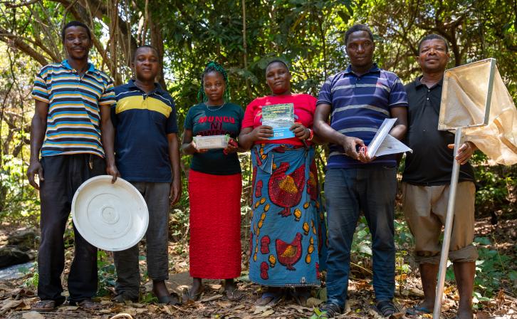 Naomi Kassim Mayowera, center right, with other members of a local water users association in the Kilombero Valley.