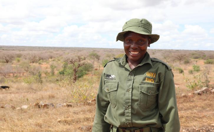Penina Badiha, a Ranger Based in Amaka Conservancy, Tsavo Landscape Kenya.