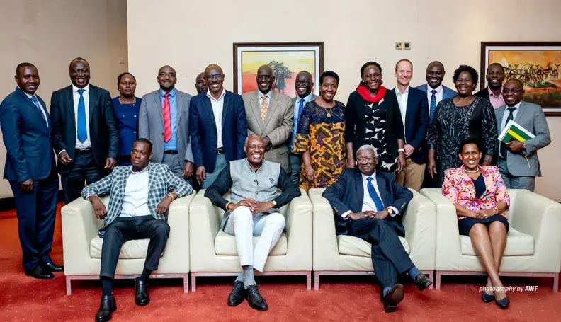 AWF CEO with Uganda Wildlife Authority trustees and government of Uganda officials