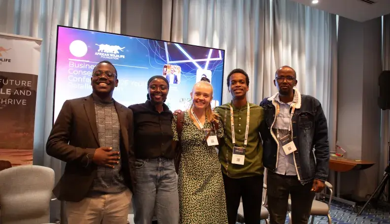Stanely Kadeghe alongside fellow youth panelists at the Business of Conservation Conference.