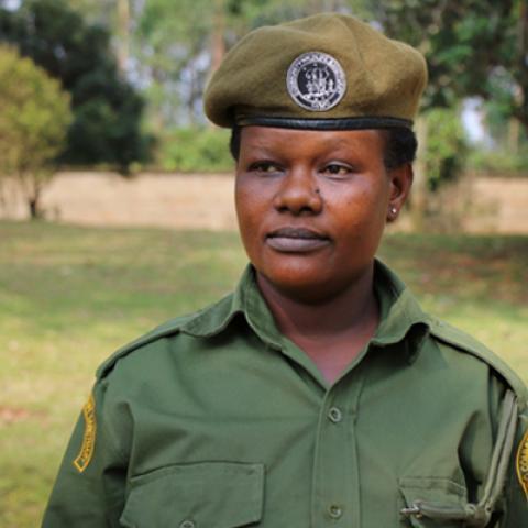 Photo of Ludovika Malemba community wildlife scout at LUMO Community Wildlife Sanctuary in Tsavo