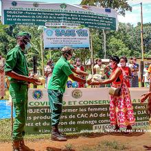 Face mask and soap distribution in Dja